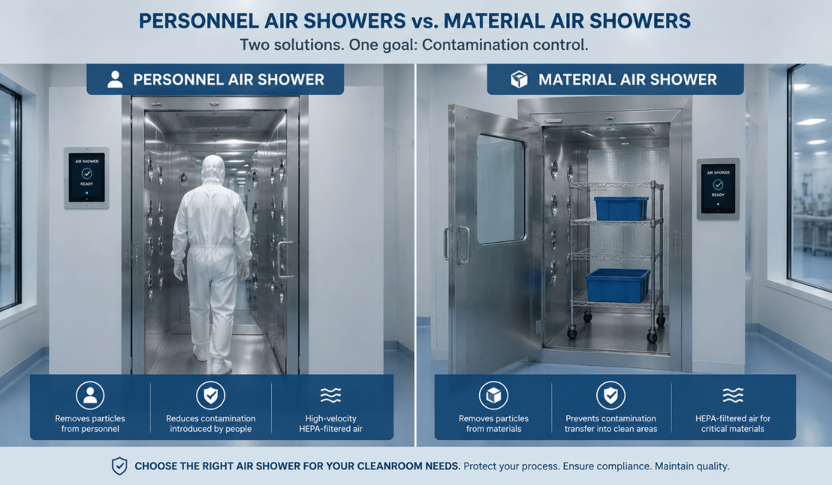 Personnel Air Showers vs. Material Air Showers